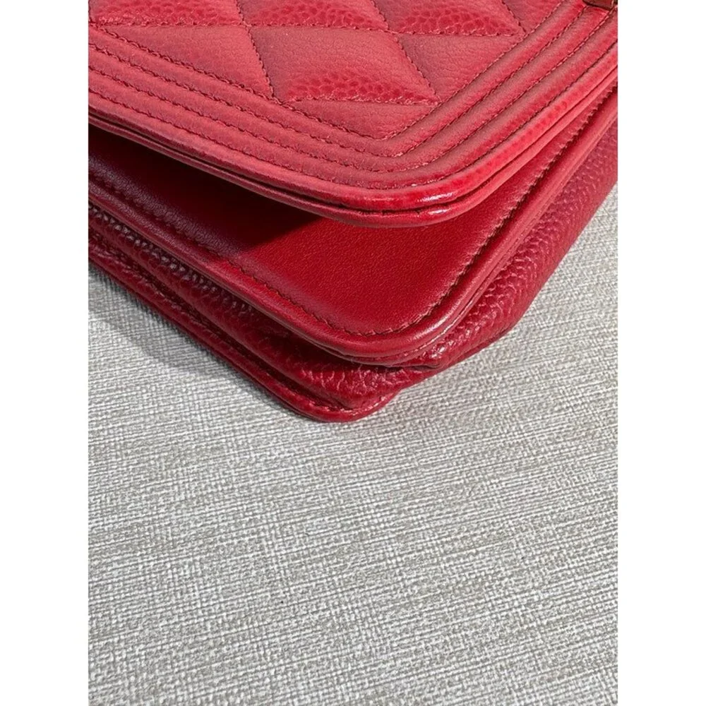 CHANEL Red Caviar Boy WOC GHW